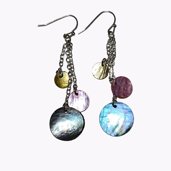 Boho Disc Dangle Drop Earrings Dyed Shell Statement Fashion Jewelry Women - Picture 3 of 4